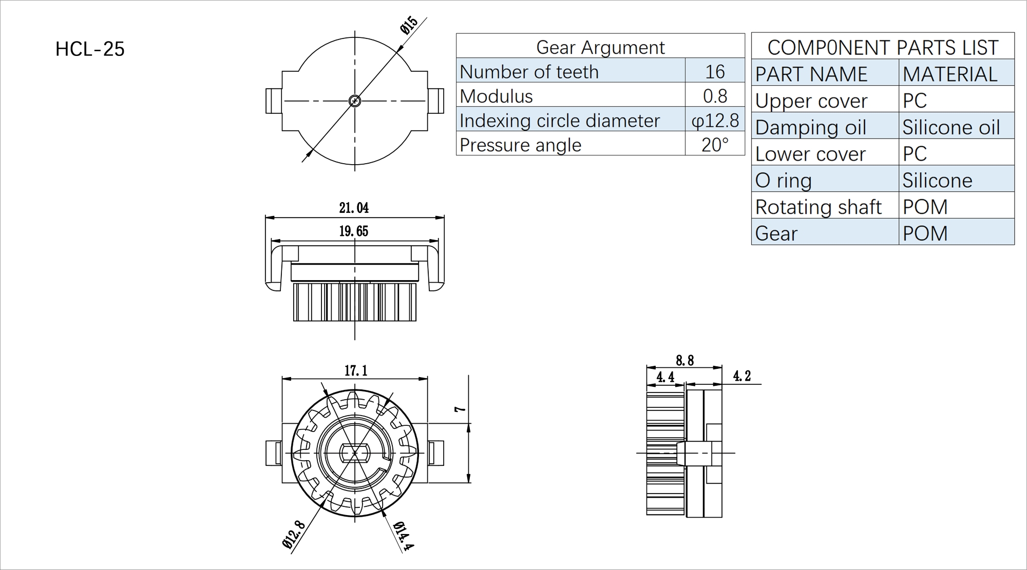 Gear/Rotary Damper HCL-25